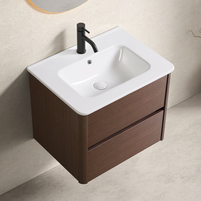 Wall Mounted Bathroom Vanity With Soft Close Drawer - Black Brown Home Essentials
