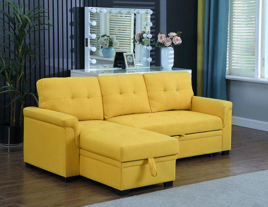 Lucca - Linen Reversible Sleeper Sectional Sofa With Storage Chaise