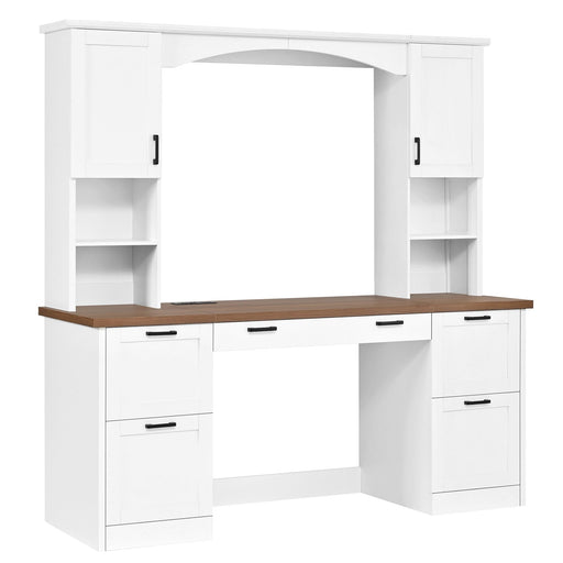 Farmhouse Computer Desk With Hutch Hearth and Haven