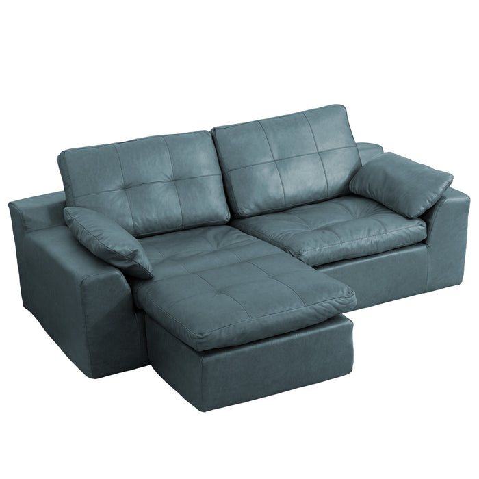 L - Shaped Modular 2 Seater Sofa With Movable Ottoman And High Density Sponge Cushions For Living Room Home Essentials