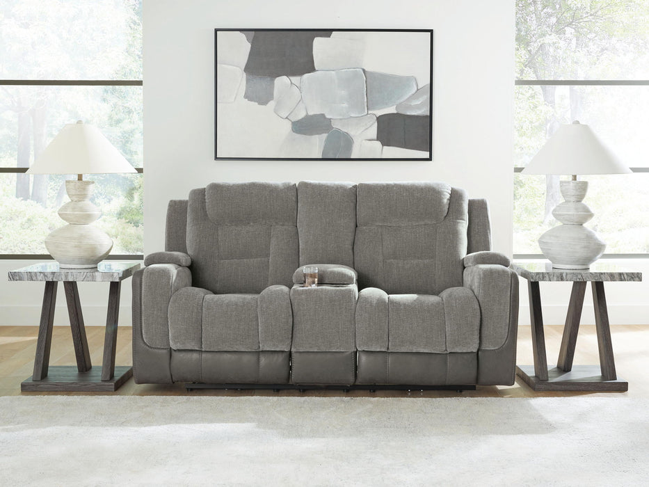 Mixed Motion - Power Reclining Loveseat With Console / Adjustable Headrest Signature Design by Ashley®