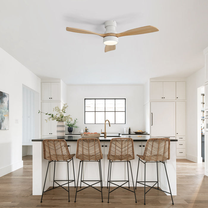 48" Ceiling Fan With Light, Dual Mount (Flush / Downrod), Dimmable LED, Quiet DC Motor, 3 Blades Daily Nest