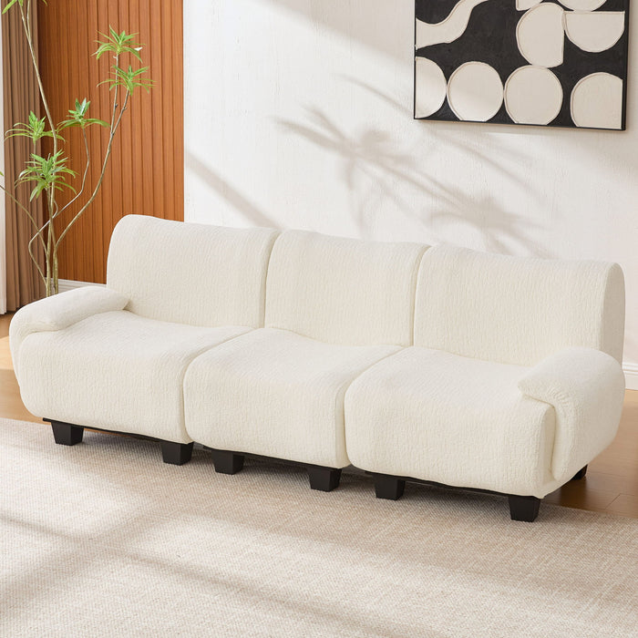 3 Seater Sofa Couch With Curved Armrests Noble House