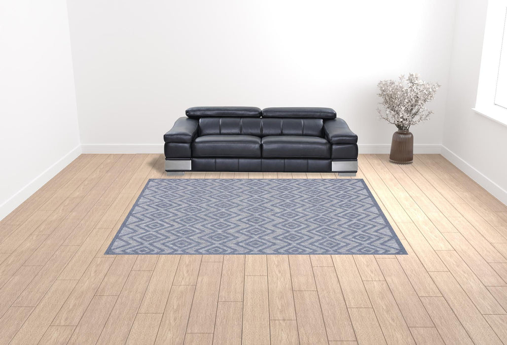 9' X 12' Area Rug Geometric Flatweave - Blue