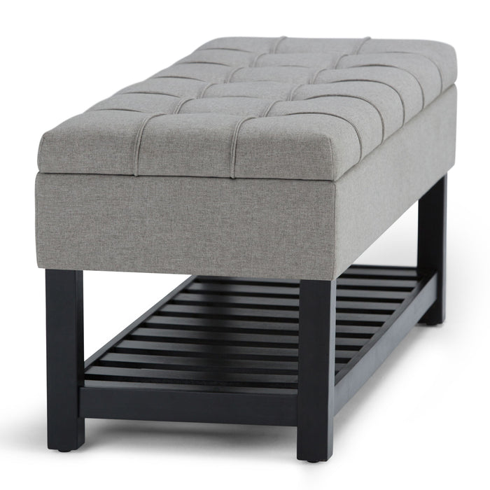 Saxon - Upholstered Transitional Storage Ottoman Bench Simpli-Home