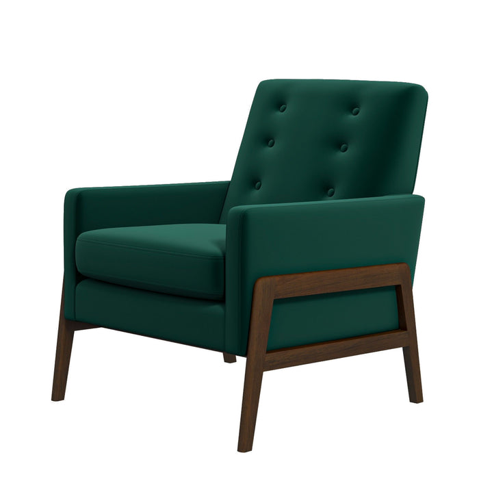 Cole Solid Wood Lounge Chair - Green