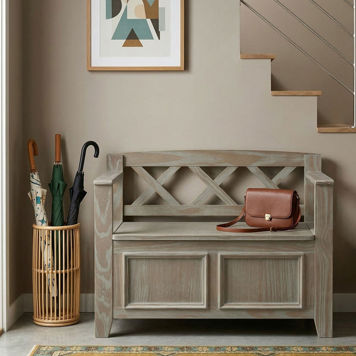 Amherst - Small Transitional Entryway Storage Bench Simpli-Home