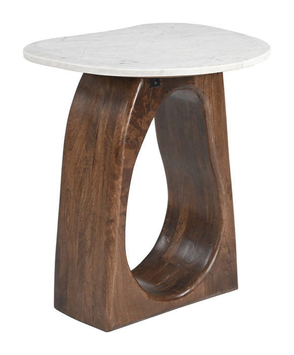 Vara - Side Table - White / Walnut Zuo Modern