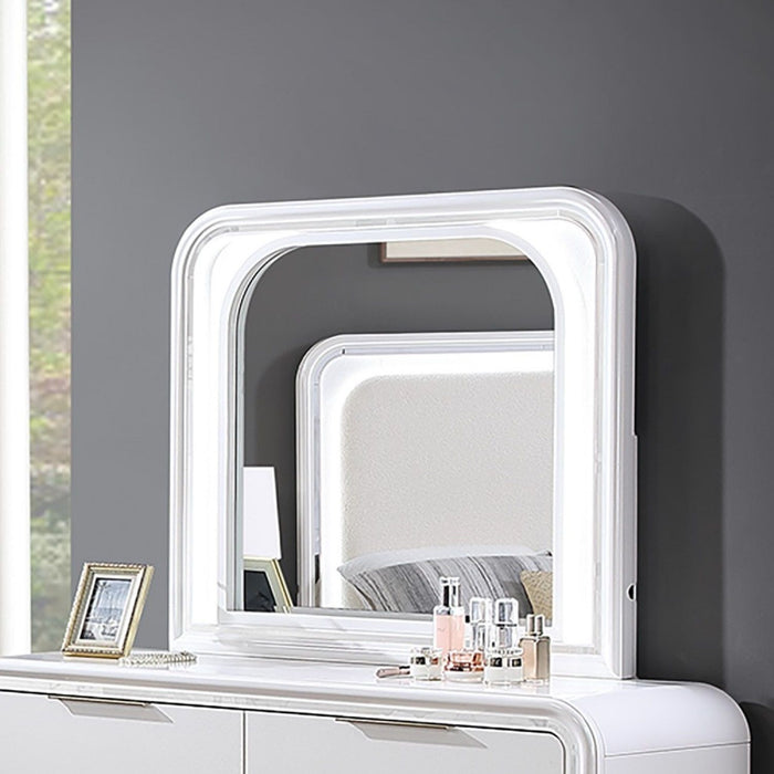 Pearl Dresser With Mirror 6 Drawers Spacious Storage - White Home Essentials