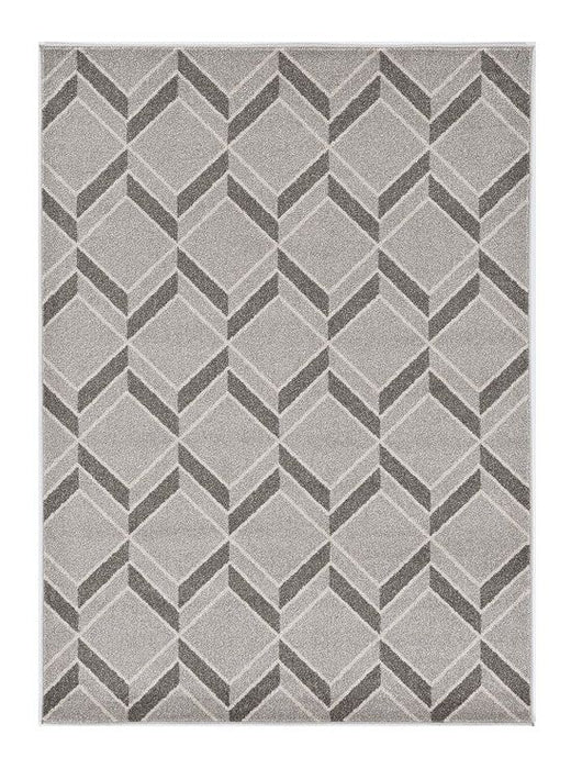 5' X 8' Machine Woven UV Treated Herringbone Illusion Indoor / Outdoor Area Rug - Gray