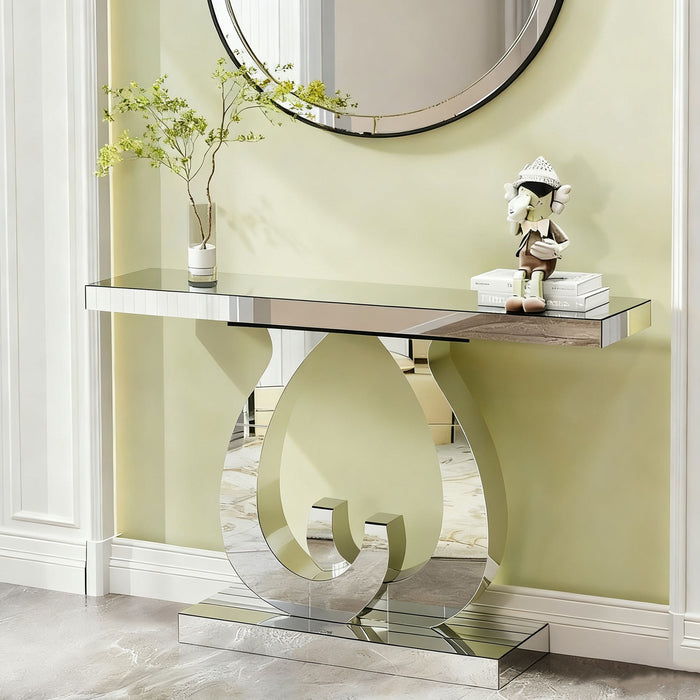Double C - Base Rectangular Sofa Table For Living Room - Silver Home Essentials