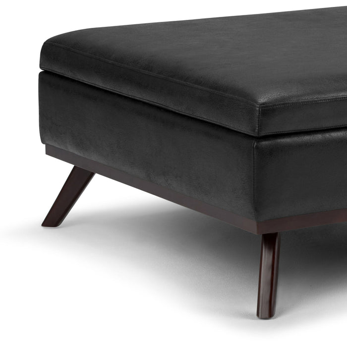 Owen - Square Coffee Table Storage Ottoman - Distressed Black Simpli-Home