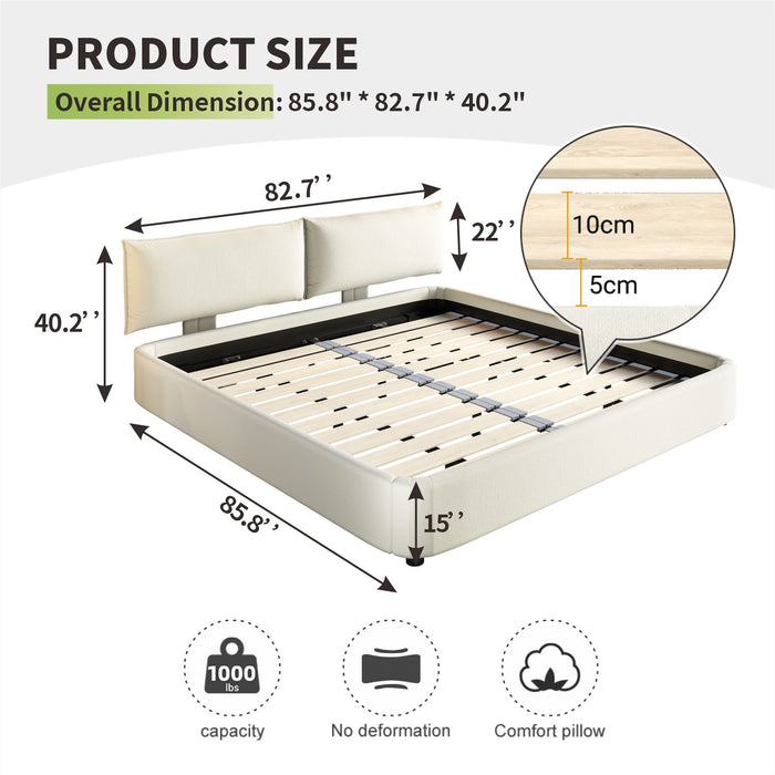 Cloud Bed Frame With Oversized Padded Movable Headboard Home Essentials