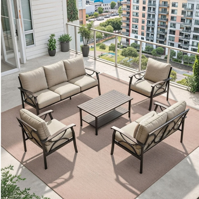 Patio Furniture Set With Coffee Table And Cushions For Backyard