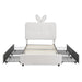 Upholstered Bed With Oversized Rabbit Ear Headboard, LED Lights & 4 Storage Drawers Home Essentials