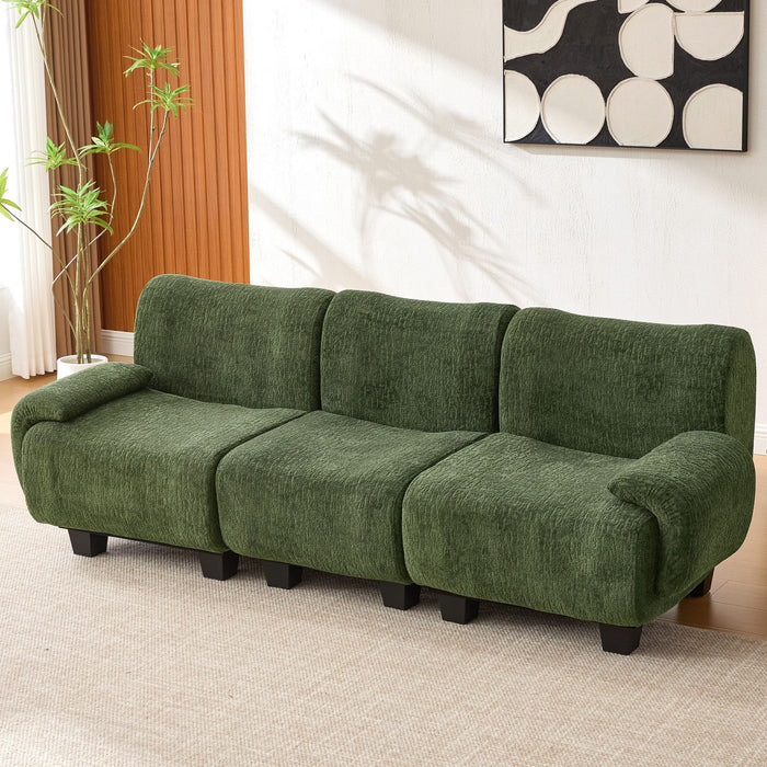 3 Seater Sofa Couch With Curved Armrests Noble House
