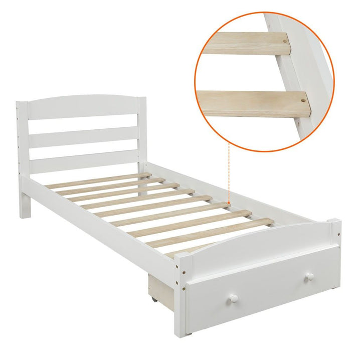 Twin Upholstered Bed - White