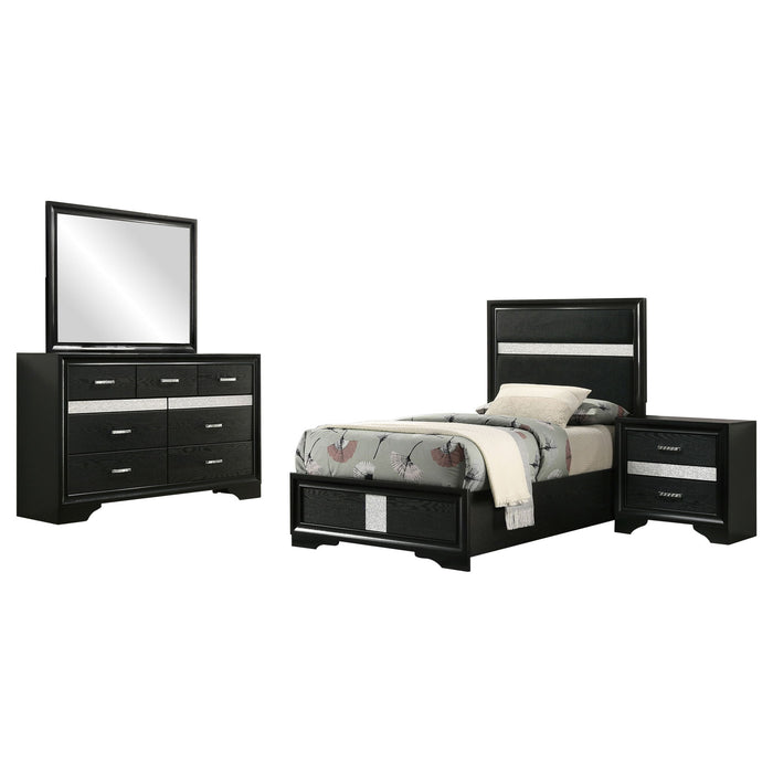 Modern Bedroom Set With Upholstered Headboard And Textured Storage Furniture Max
