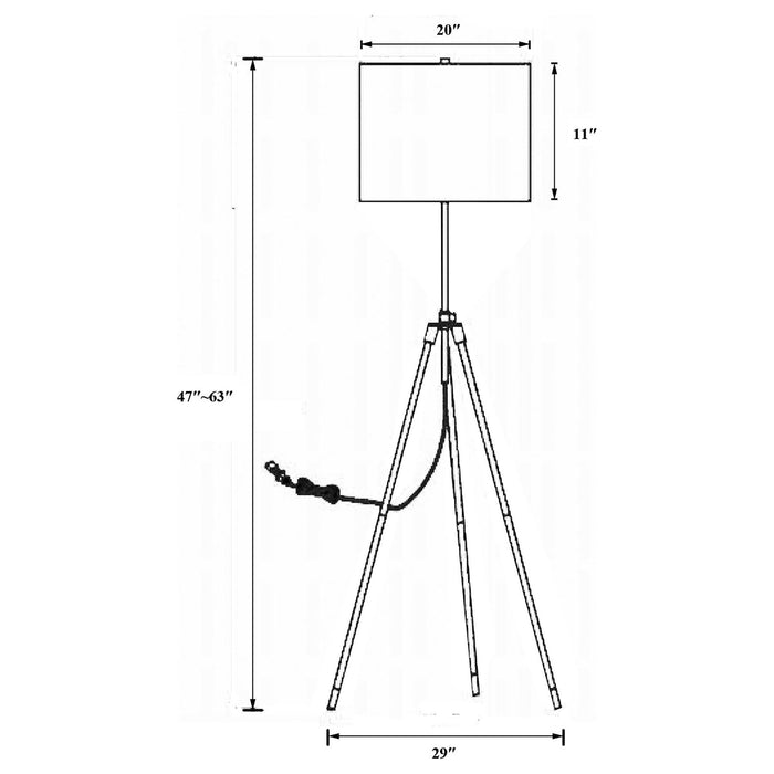 Tripod Drum Shade Floor Lamp With Rotary Switch - Black Furniture Max