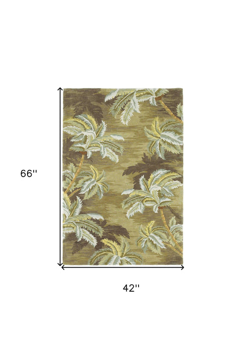 4' x 6' Hand Tufted Palm Trees Indoor Area Rug - Moss Green