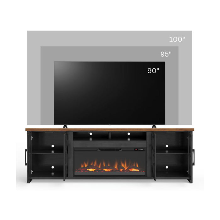 Fireplace TV Stand Console For TVs Up To 100" - Black / Whiskey Home Essentials