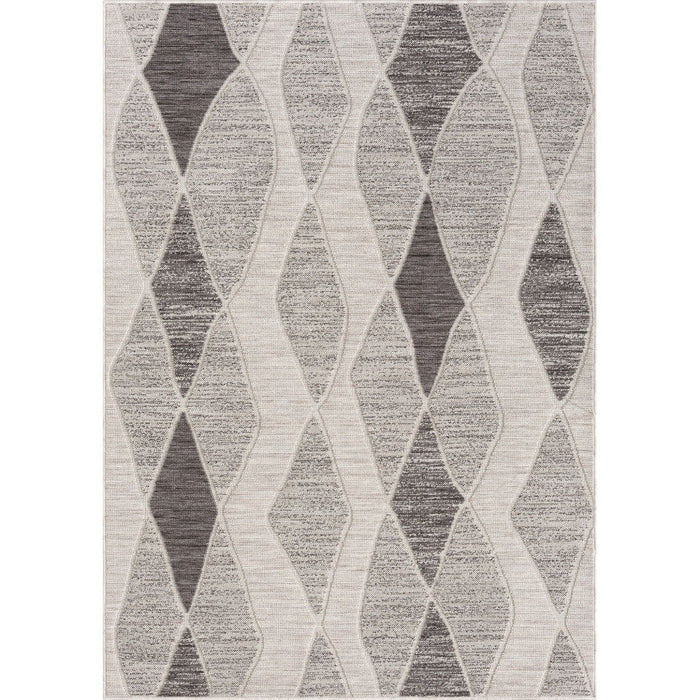 5' X 7' Geometric Indoor / Outdoor Area Rug - Gray