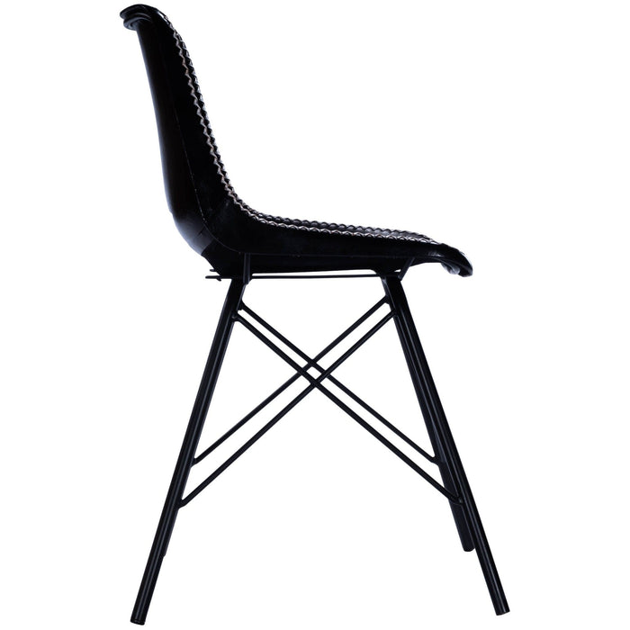 Faux Leather, Side Chair - Black