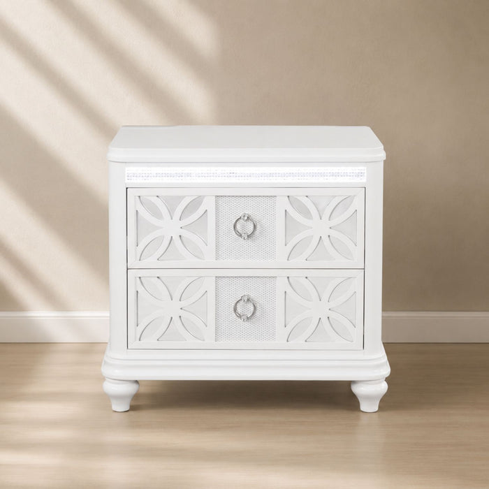 Abigale - 2 Drawer Nightstand With LED - White Matrix Furniture Group