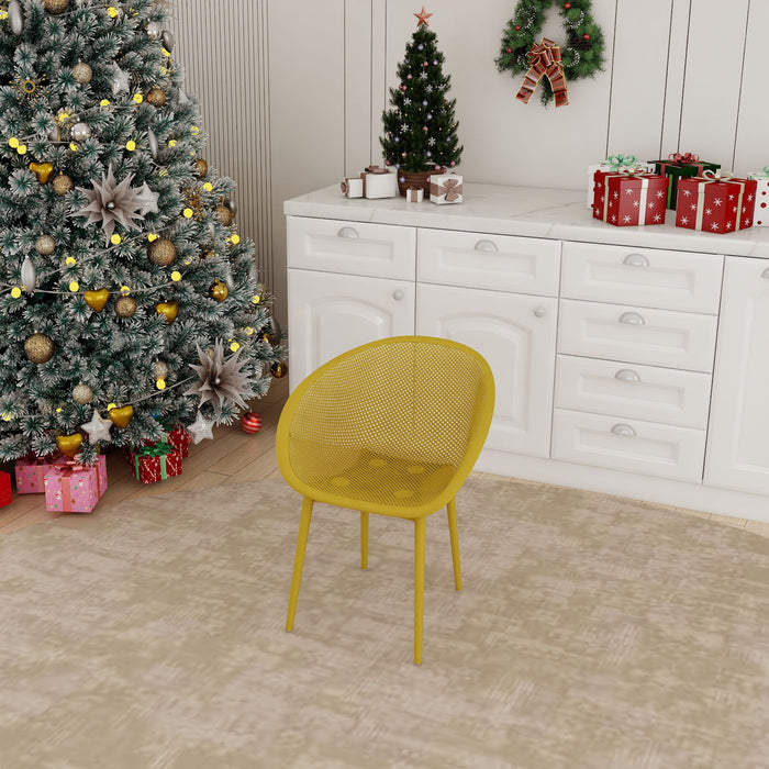 2 Piece Durable Single Chair With Mesh Hollow Out Design