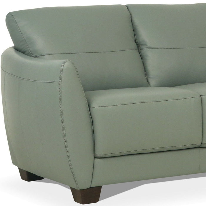 Leather Sofa With Black Legs - Tea Green