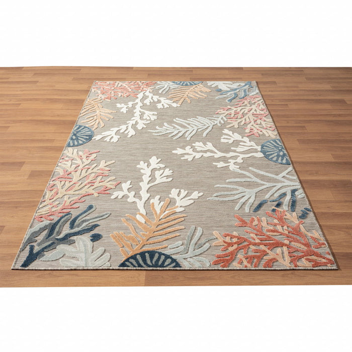 8' X 10' Abstract Stain Resistant Indoor & Outdoor Area Rug - Blue / Gray