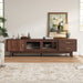 TV Stand With Sliding Doors And 2 Drawers For Living Room - Dark Brown Hearth and Haven