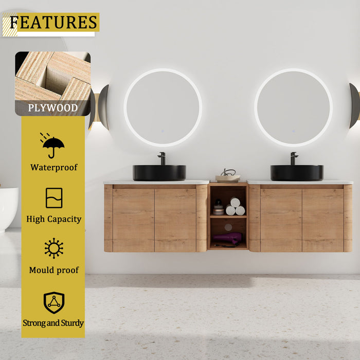 Wall Mounted Bathroom Vanity With Art Sink, 1 Storage Shelf, Soft Close Door Home Essentials