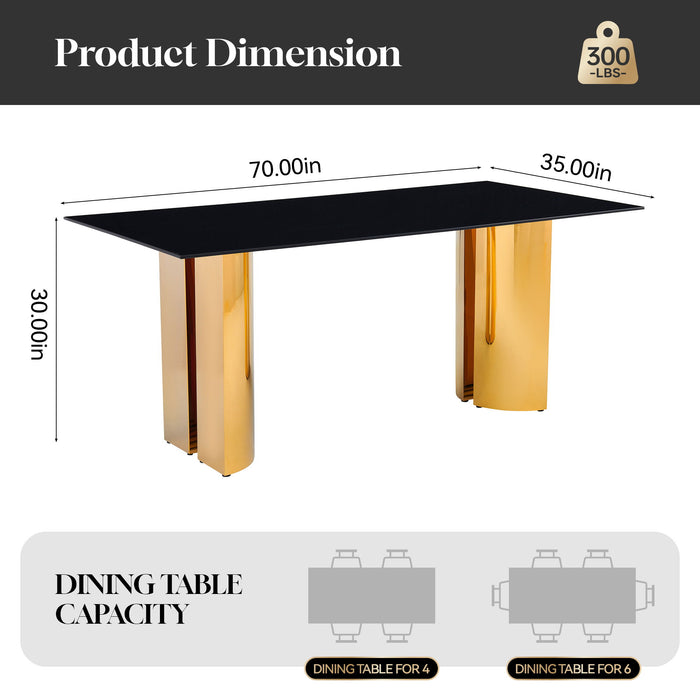 Rectangular Dining Table - Gold / Black Home Essentials