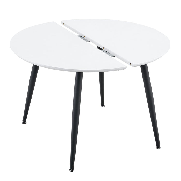 Pull Out Dining Table, Round Design - White Home Essentials