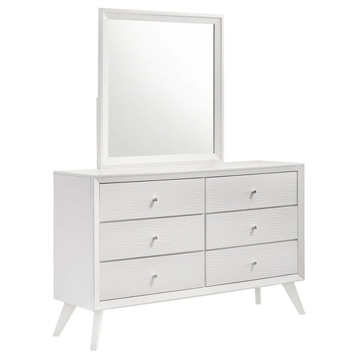 Dresser With Mirror, Angled Legs, Round Knobs - White Home Essentials