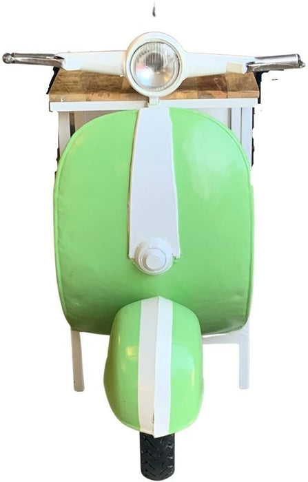 Novelty Scooter Open Cabinet With Two Shelves - Green And White