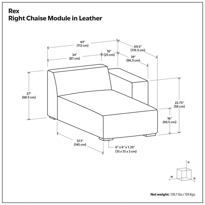 Rex - Chaise Sofa Module Simpli-Home