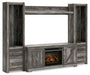Wynnlow - Entertainment Center - TV Stand With Glass/Stone Fireplace Insert - Gray Signature Design by Ashley®