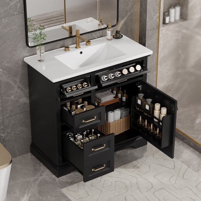 Modern Bathroom Vanity With Sink Top, 4 Drawers And 1 Soft-Close Door Hearth and Haven