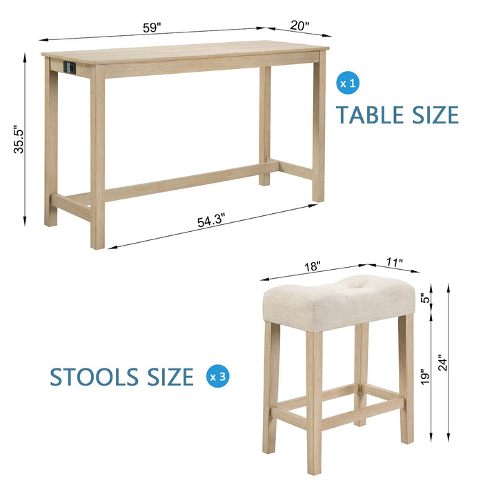 4 Piece Bar Table Set With Power Outlet Home Essentials