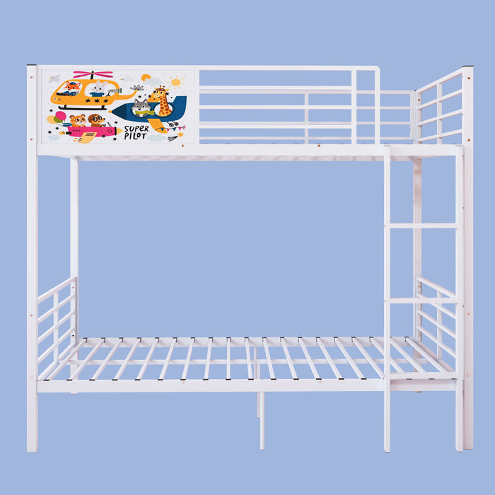 Bunk Bed, Convertible To 2 Separate Twin Size Beds With Full Length Guardrail & Ladder, No Box Spring Needed - White Home Essentials
