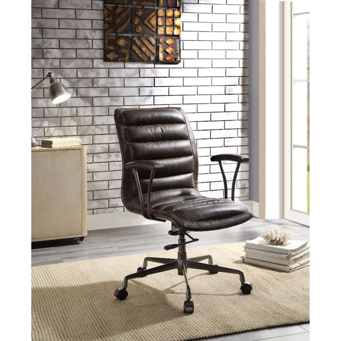 Zooey - Office Chair - Distress Chocolate Top Grain Leather ACME