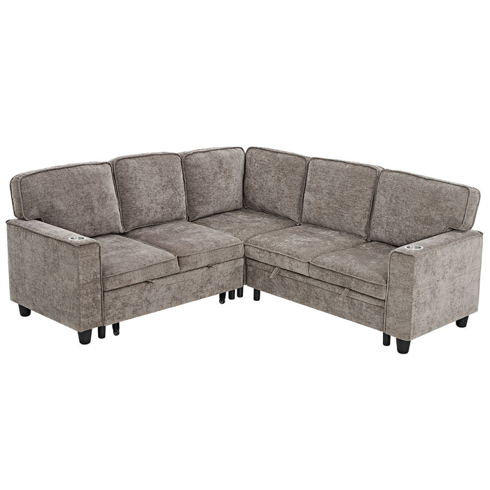 L-Shaped Sofa With Pull Out Sofa Bed With USB Home Essentials