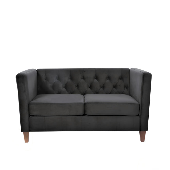 Button Tufted Loveseat, 2 Seater With Square Arm Couch For Living Room US Pride