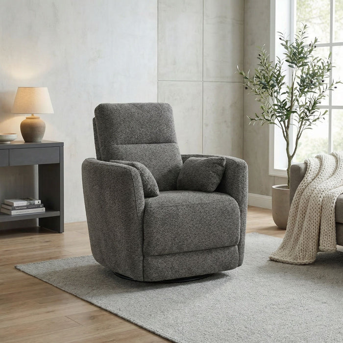 Milan - Swivel Recliner With Manual Footrest - Gray Home Essentials
