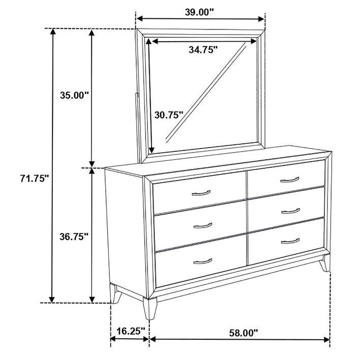 Cabrillo - 6 Drawer Dresser With Mirror - Gray Furniture Max