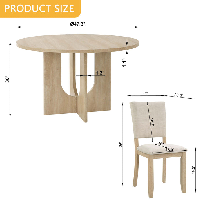 Round Dining Set With 4 Upholstered Dining Chairs Home Essentials
