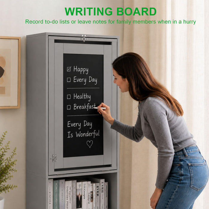 Folding Desk With Storage, Foldable Convertible Writing Table With Blackboard And Shelves For Home Office Home Essentials