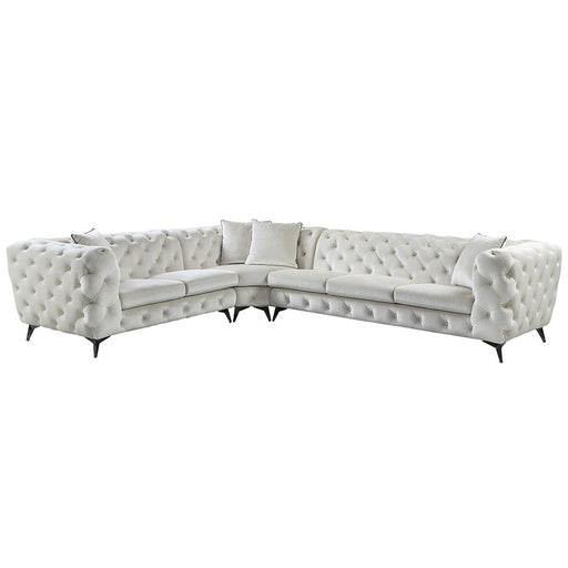 Atronia - Sectional Sofa With 4 Pillows - Beige Fabric ACME
